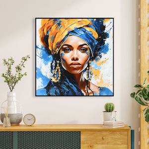 Wall painting Hm4565 black Ps frame with canvas print female figure 82x4.5x82hcm.