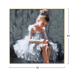 Wall painting Hm4568 black Ps frame with canvas print of a sitting figure of a girl 82x4.5x82hcm.