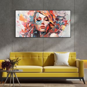 Wall painting Hm4570 black Ps frame with canvas print of a woman's face 122x4.5x62hcm.