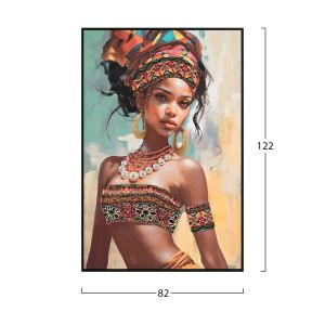 Wall painting Hm4572 black Ps frame with canvas print female figure 82x4.5x122hcm.