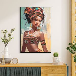 Wall painting Hm4572 black Ps frame with canvas print female figure 82x4.5x122hcm.