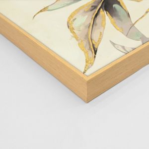 Wall painting ημ4541 beige Ps tropical leaves on canvas with printed frame 102x4.5x72hcm.