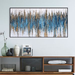 Abstract wall painting (blue) Hm4574.02 beige Ps frame-canvas 142x4.5x72hcm.