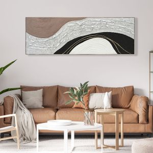 Abstract wall painting Hm4552.01 beige Ps frame-canvas- handmade 152x4.5x52hcm.