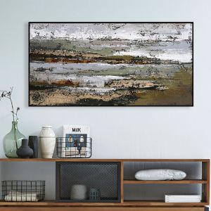 Abstract wall painting Hm4575.01 black Ps frame-canvas 142x4.5x72hcm.