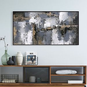 Abstract wall painting Hm4576 black Ps frame-canvas 142x4.5x72hcm.