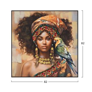 Square wall painting Hm4566 black Ps frame with canvas print female figure 82x4.5x82hcm.