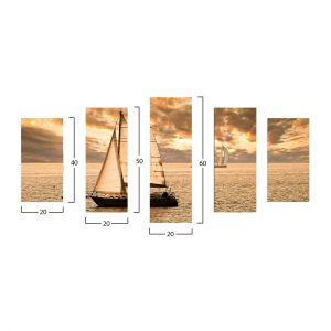 5-piece painting Sunset Sailing Hm7206,01