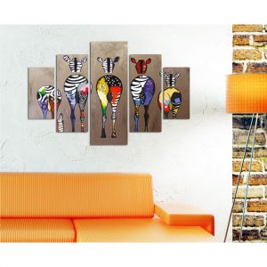 5-piece panel painting Colorful Zebras Hm7207,03