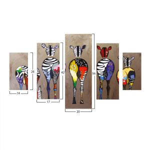 5-piece panel painting Colorful Zebras Hm7207,03