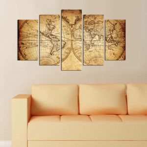 5-piece panel painting Vintage World Map Hm7206,06