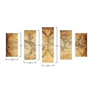 5-piece panel painting Vintage World Map Hm7206,06