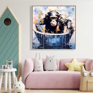 Картина поп арт маймуна Ps платно златна рамка Hm4539 62x4,5x62hcm.