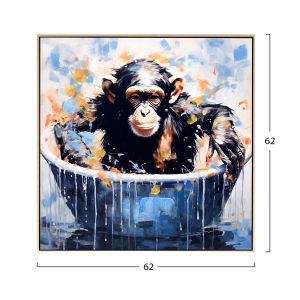 Картина поп арт маймуна Ps платно златна рамка Hm4539 62x4,5x62hcm.