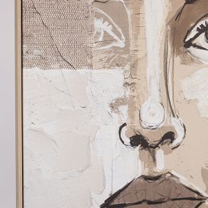Painting with a female face, beige 80x120cm