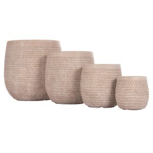 Round planters set of 4 pieces Gardener Hm4722 fibroclay - cement ivory color Φ54x54 in cm.