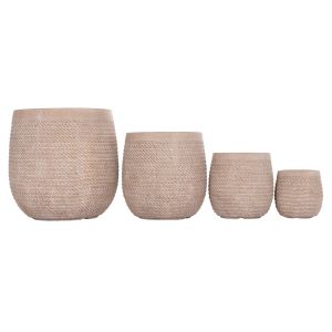 Round planters set of 4 pieces Gardener Hm4722 fibroclay - cement ivory color Φ54x54 in cm.