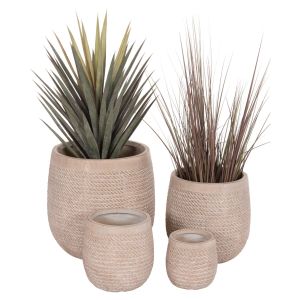 Round planters set of 4 pieces Gardener Hm4722 fibroclay - cement ivory color Φ54x54 in cm.
