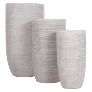 Cylindrical planters set of 3 pieces Gardener series Hm4721 fibroclay - cement color Φ42.5x78.5 in cm.