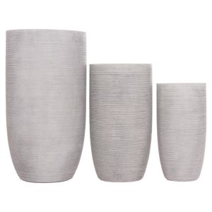 Cylindrical planters set of 3 pieces Gardener series Hm4721 fibroclay - cement color Φ42.5x78.5 in cm.