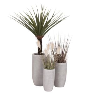 Cylindrical planters set of 3 pieces Gardener series Hm4721 fibroclay - cement color Φ42.5x78.5 in cm.