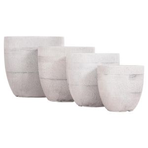 Planters, round, set of 4 pieces, Gardener series Hm4719 fiberglass - cement color Φ44x43cm.