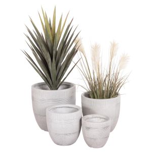 Planters, round, set of 4 pieces, Gardener series Hm4719 fiberglass - cement color Φ44x43cm.