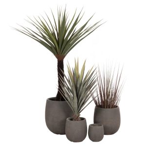 Planters, round, set of 4 pieces, Gardener series Hm4726, fiberglass, green, Φ52x55 in cm.