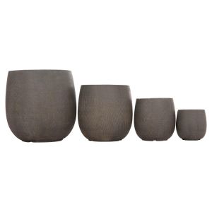 Planters, round, set of 4 pieces, Gardener series Hm4726, fiberglass, green, Φ52x55 in cm.