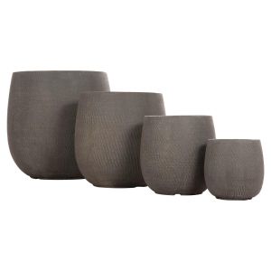 Planters, round, set of 4 pieces, Gardener series Hm4726, fiberglass, green, Φ52x55 in cm.