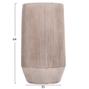 Planters, cylindrical, set of 2, Gardener Hm4727, fiberglass, cement color, Φ35x64 in cm.