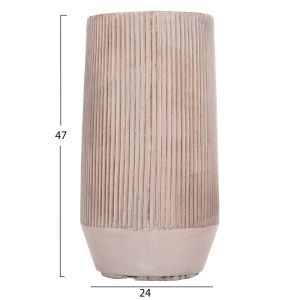 Planters, cylindrical, set of 2, Gardener Hm4727, fiberglass, cement color, Φ35x64 in cm.