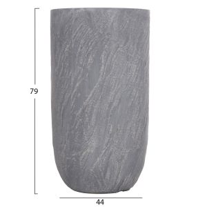 Cylindrical planters, set of 3 pieces, Gardener series Hm4720, cement-colored fiberglass Φ44x78.5cm.