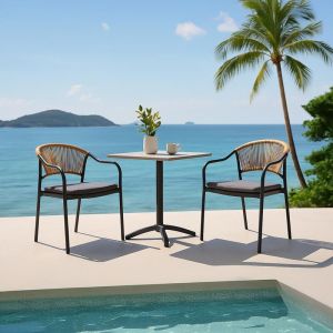 Square garden table made of HPL, Zeno, gray color, 70x70x72cm