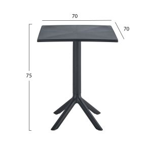 Square polypropylene table Terrin black 70x70x75hcm Hm6125