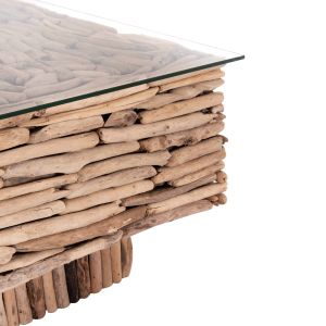 Квадратна холна маса Sparrow Hm9960 Driftwood Naturally --стъкло 95x95x51.5см.