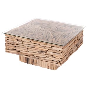 Квадратна холна маса Sparrow Hm9960 Driftwood Naturally --стъкло 95x95x51.5см.