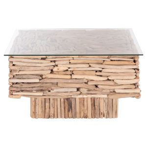 Квадратна холна маса Sparrow Hm9960 Driftwood Naturally --стъкло 95x95x51.5см.