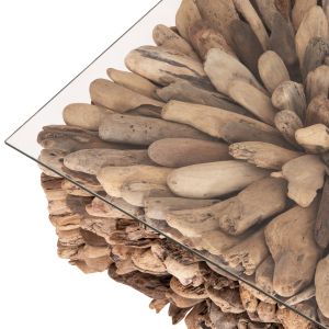Квадратна холна маса Sparrow Hm9961 Driftwood Naturally --стъкло 75x75x51см.