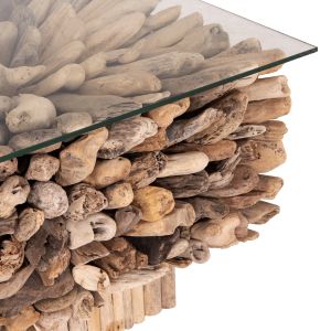 Квадратна холна маса Sparrow Hm9961 Driftwood Naturally --стъкло 75x75x51см.