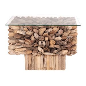 Квадратна холна маса Sparrow Hm9961 Driftwood Naturally --стъкло 75x75x51см.