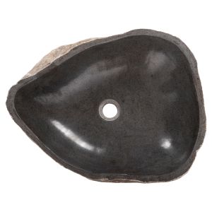Stone sink made of river stone in gray color 55x44x16cm Hm4193