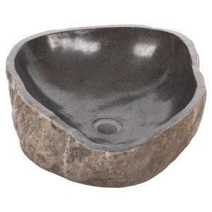 Stone sink made of river stone in gray color 55x44x16cm Hm4193
