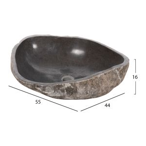 Stone sink made of river stone in gray color 55x44x16cm Hm4193