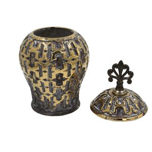 Ceramic vase Fl2331 black-gold color 16x16x32cm