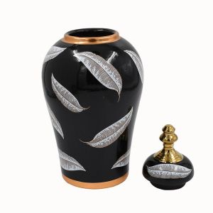 Ceramic vase Fl7010 black-white-gold color 16x31cm