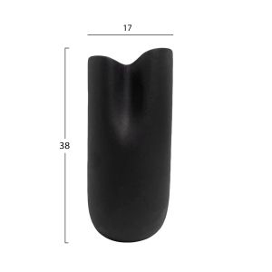 Ceramic vase glaze Hm4606.02 matte black 17x16.5x38hcm.