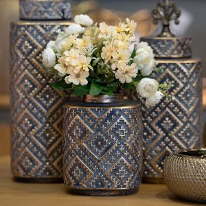 Ceramic vase gray-bronze 14*14*28.5 cm
