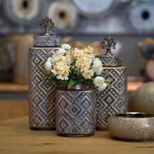 Ceramic vase gray-bronze 14*14*45cm