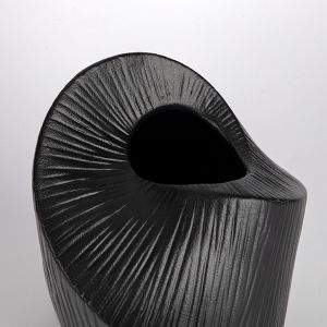 Ceramic vase black 15.1x12.6x15.2cm